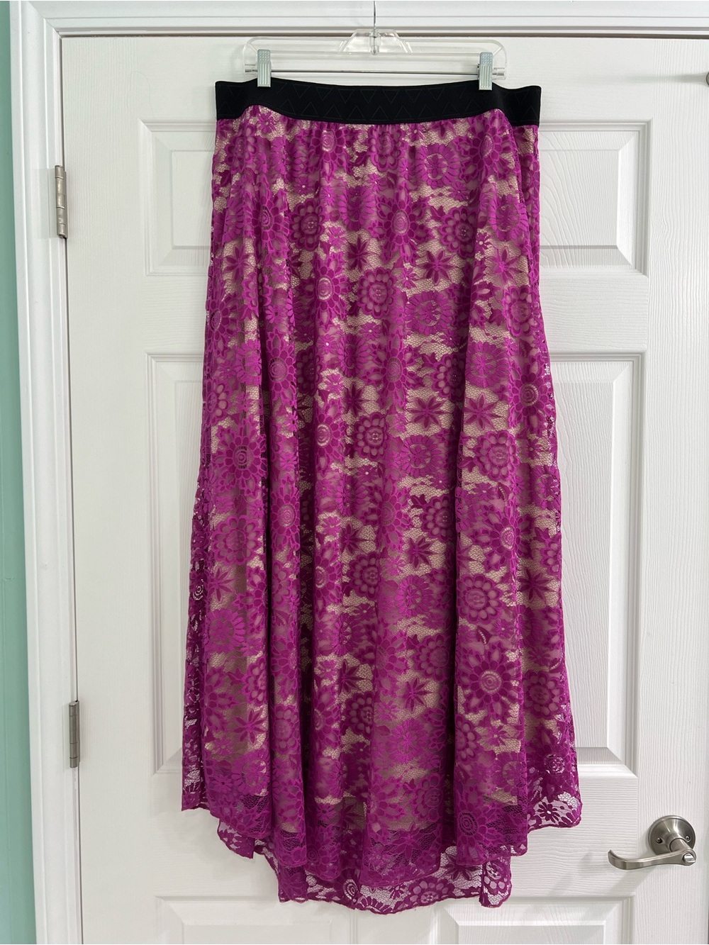 LuLaRoe Lucy Floral Lace Maxi Skirt Purple 2XL (18/20) Like New